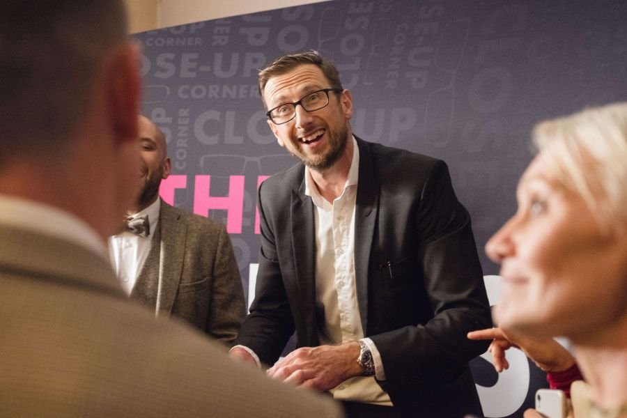 Corporate guests enjoying close-up magic at The Close-Up Corner