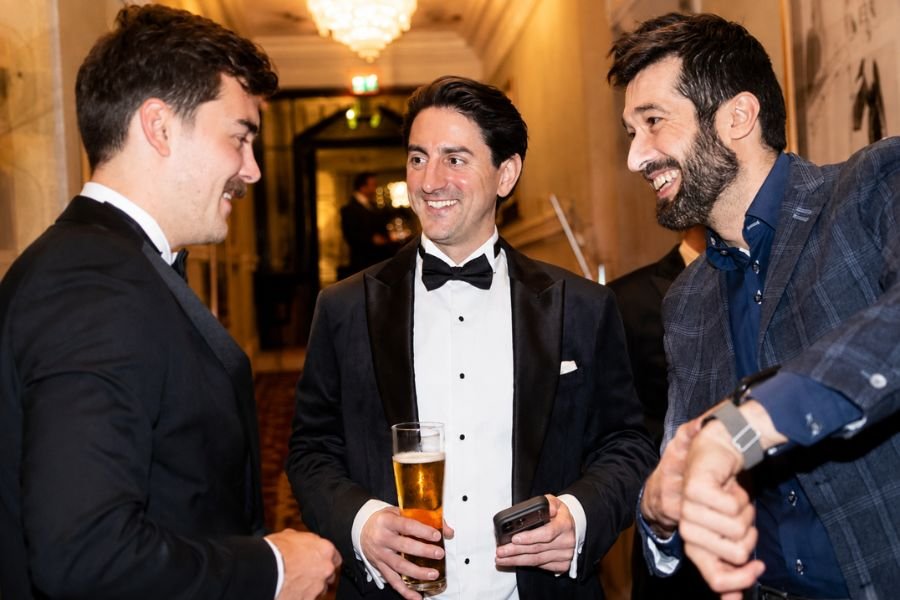 Delighted guests at a gala dinner